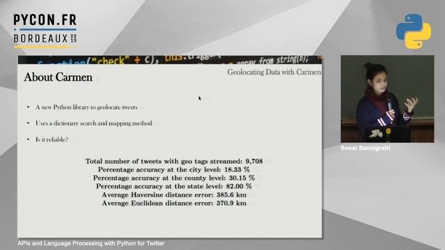 PyConFR 2019 - APIs and Language Processing with Python for Twitter - Sonal Sannigrahi смотреть онлайн