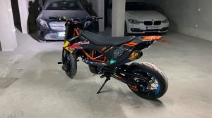 KTM 690 SMCR cold start FMF 4.1 Exhaust + Tekmo titanium header. Straightpipe!