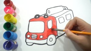 Как нарисовать ПОЖАРНУЮ МАШИНУ  мультик раскраска ПОЖАРНАЯ МАШИНА для детей