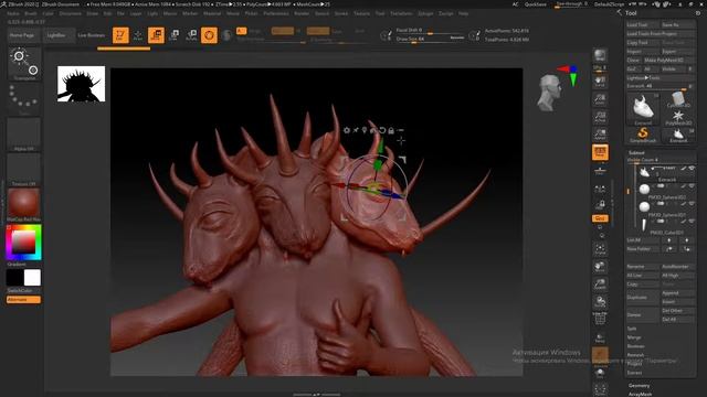 Как двигать несколько Subtools в Zbrush? смотреть онлайн