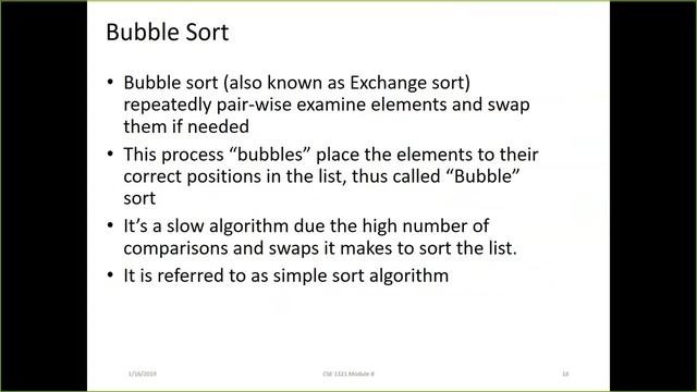 CSE1322S02L05 Review of Searching and Sorting Algorithms with Pseudocode Example смотреть онлайн