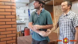 Печь камин из Минского кирпича, с отопительный счётом на втором этаже.