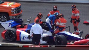 2014 Indycar GP of Indy Standing start huge crash Saavedra Munoz Aleshin Crash