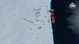 Unloading cargo at the ice shelf Fimbulisen