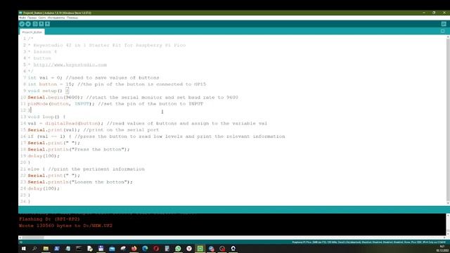 Pi Pico + Button определяем состояние кнопки и пишем в монитор порта. 2022 12 02