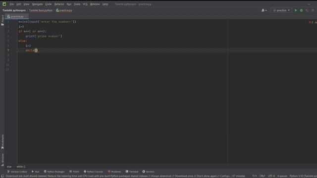 How To Write Prime Number In Python On Pycharm Editor ||PYTHON TUOTRIAL FOR BEGINEERS #python_scope
