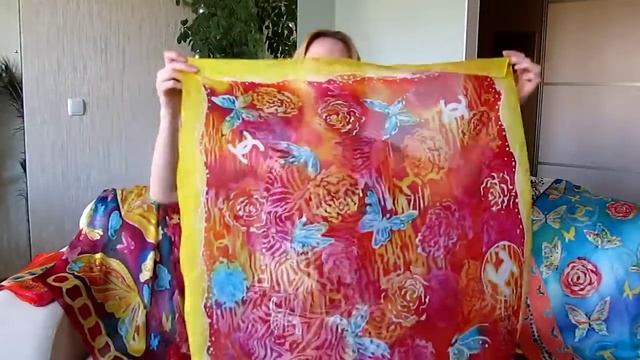 Платок из натурального шелка расписан вручную от Екатерины Коваленко; купить платок смотреть онлайн