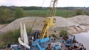 Плавучий кран ПК-19 и баржа 7078 Аэросъемка