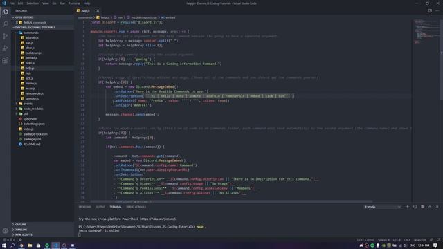 Discord.JS Bot Coding - Help Command (Advanced) - (Episode #12) (v12!)
