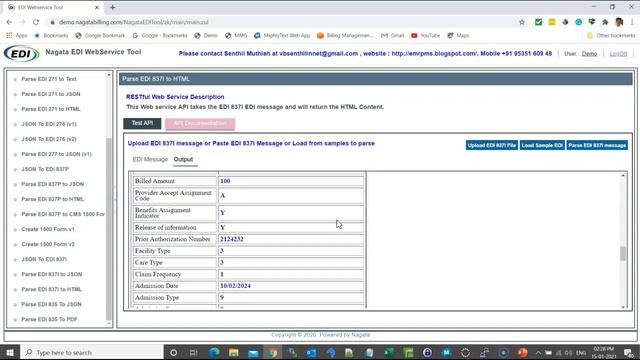 Parse EDI 837 Institutional To HTML смотреть онлайн