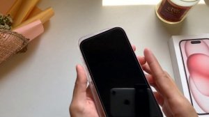iphone 15 (pink ?) 256gb aesthetic unboxing 2024 + phone accessories | calm and relaxing music