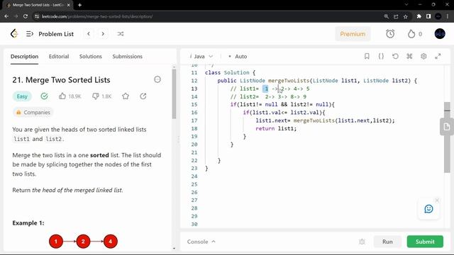 21.Merge Two Sorted Lists #leetcode using java| #dsa #leetcodequestions #leetcodesolution | #hindi