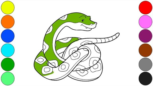 Learn Colors for Kids | How to Draw and Color a Snake for Kids | Нарисовать змею смотреть онлайн