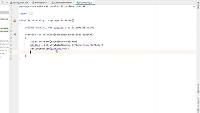 Schedule Local Notifications Android Studio Kotlin Tutorial