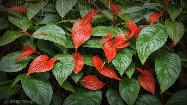 Rain Sounds and Water Drops on Anthurium Andreanum , Rain Sounds for Sleep and Relaxation 🌧️🌺 смотреть онлайн