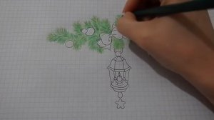 Как нарисовать НОВОГОДНИЙ ФОНАРЬ #90 / How to draw a CHRISTMAS LANTERN