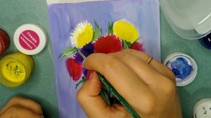 Астры гуашью. Очень быстрый и лёгкий способ нарисовать астры. Рисунок цветов. Осенние цветы. ???