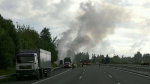 В Баварии попал в аварию и загорелся автобус с туристами