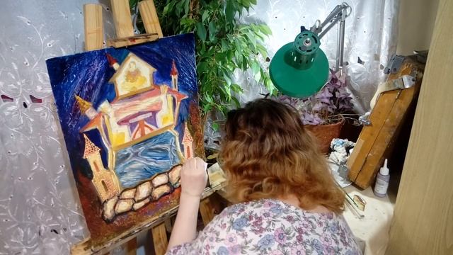 Сюжетная композиция масляными красками и контурами по стеклу "Дом эмоций". ЧАСТЬ 3. смотреть онлайн