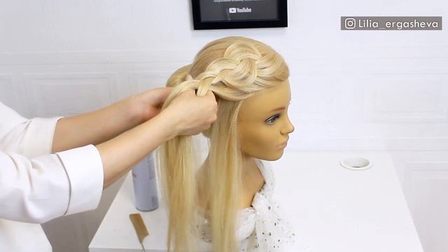 Красивые прически пошагово. Свадебная прическа.  Объемная коса смотреть онлайн
