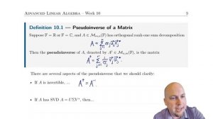 Advanced Linear Algebra - Lecture 38: Introduction to the Pseudoinverse