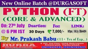 PYTHON (Fast Track) Online Training @ DURGASOFT