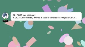 C# : POST json dictionary