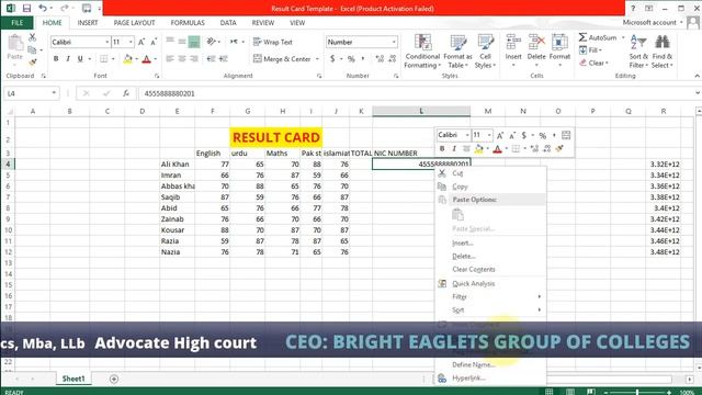 Excel number format 1st 2nd 3rd starts with 0 with 1 and using dash for NIC ID urdu hindi смотреть онлайн