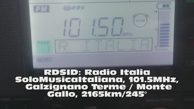 16.06.2019 08:08UTC, [Es], Radio Italia SolomusicaItaliana, Италия, RDS ID, 101.5МГц, 2165км