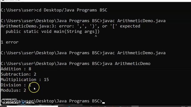 Java Arithmetic Operators Demo смотреть онлайн