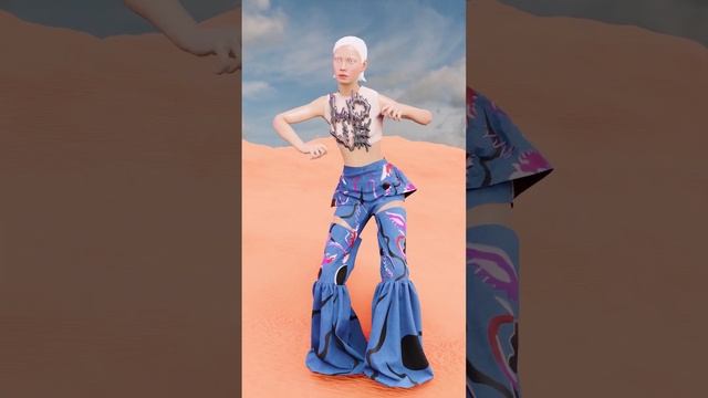 Танец маленьких утят в 3D-одежде ? #chickendance #fashion #digitalart #denim #design #blender