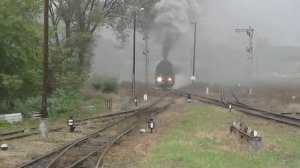 Пассажирский паровоз Оль 49-7 в городе Вольштын в Польше