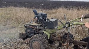 мотоблок с турбиной, запуск, вспашка.