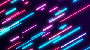 Анимированный абстрактный темный фон: Разноцветные неоновые линии