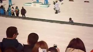 Награждение Российских лыжников, занявших весь пьедестал Олимпиады.