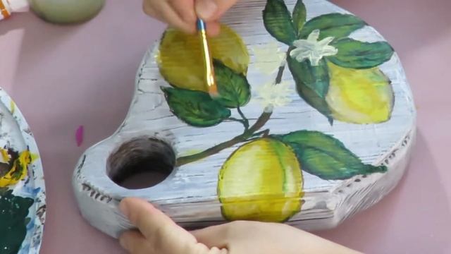 Sorrento Lemons. Рисую лимоны на деревянной доске