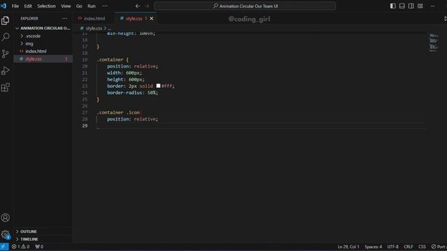 Modern Animated Circular Profile Design/ @Coding_girl / #html5 #css3 #javascript #webdevelopment