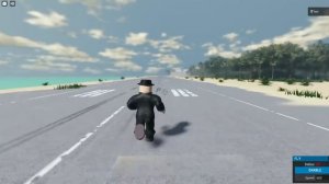 Roblox Walter White runs so fast off a runway he flies