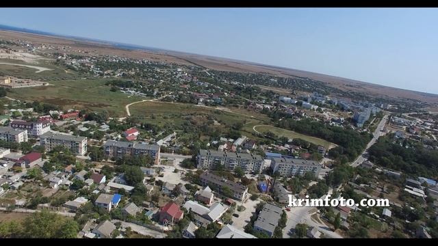 Черноморское Крым панорама поселка с высоты птичьего полета часть 1