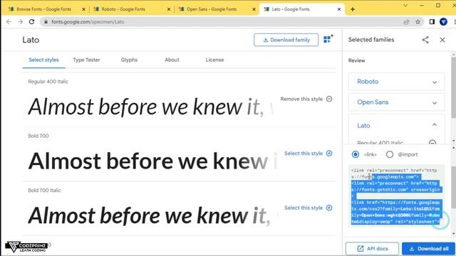 How To add google font to your website using html and css | CSS Tutorial:24 | By CodePrime