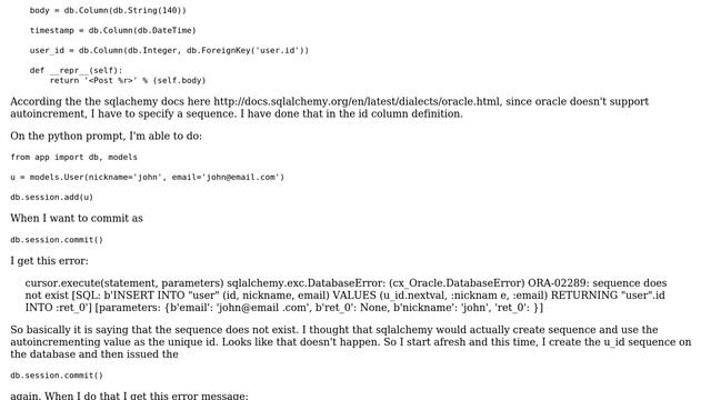 Error on db.session.commit() With sqlachemy and Oracle смотреть онлайн