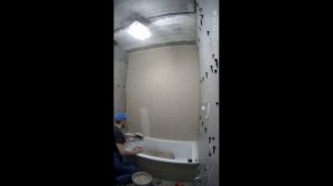 Укладка керамогранита 1200x600 в ванной.