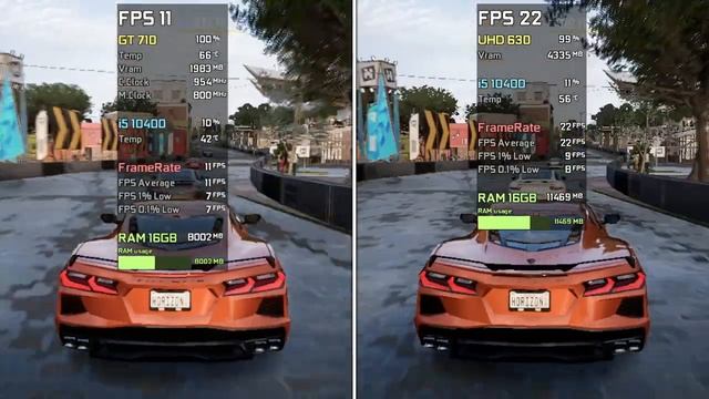 GT 710 vs Intel UHD 630 - Test in 7 Games