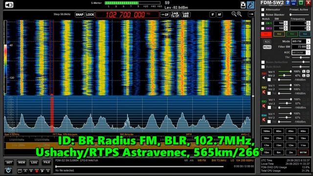 29.09.2023 08:10UTC, [Tropo], Радиус ФМ, Ушачи, Белоруссия, 102.7МГц, 565км