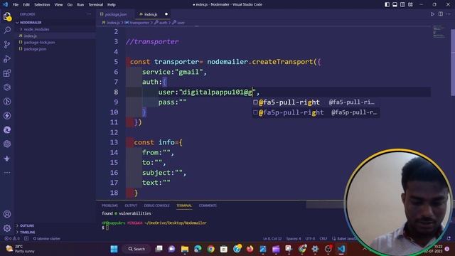 Send Emails with Nodemailer using Gmail in Node.js in Hindi?Hinglish?