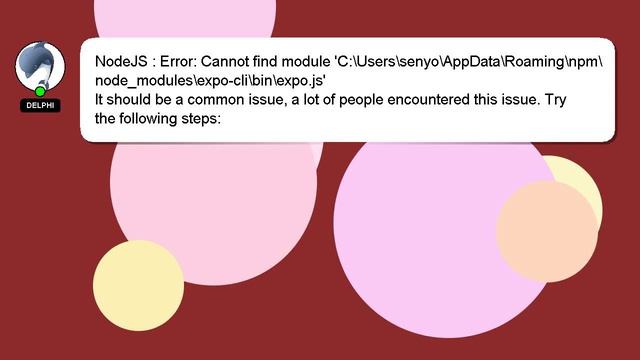 NodeJS : Error: Cannot find module 'C:\Users\senyo\AppData\Roaming\npm\node_modules\expo-cli\bin\ex смотреть онлайн