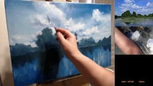 ? ХуДоЖнИкИ Картина маслом / Пейзаж / Река кувшинки облака / Рисуем вместе с Александром Григорьевы