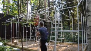 Теплица "домиком" 3 х 6 м - сборка