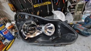 Opel Corsa Установка бидиодных двухчиповых линз Aozoom A6+ BI-LED и ДХО в секцию поворотника.