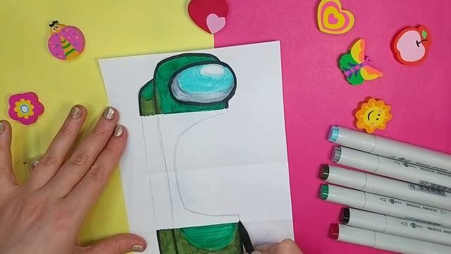 Как нарисовать Амонг Ас предатель открытка - раскладушка / How to draw Among As a traitor postcard